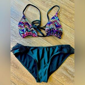 Woman's tribal colored bikini.